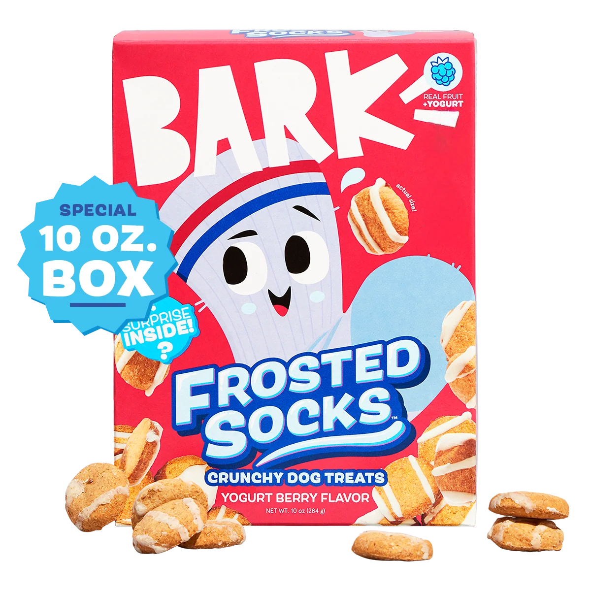 Frosted Socks™ Yogurt Berry Flavor Vegetarian Hard & Crunchy Dog Treats. 10 oz