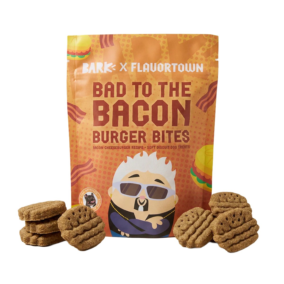 Bad To The Bacon Burger Bites Soft Biscuit Dog Treats. 4 oz