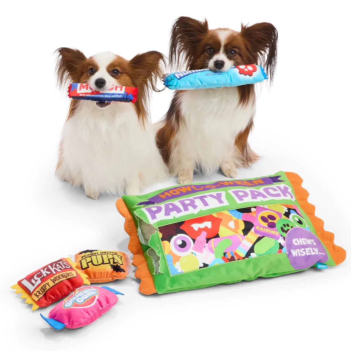 Chomp-Size Candy Pack Plush Extra-Large + 2-in-1 Dog Toy