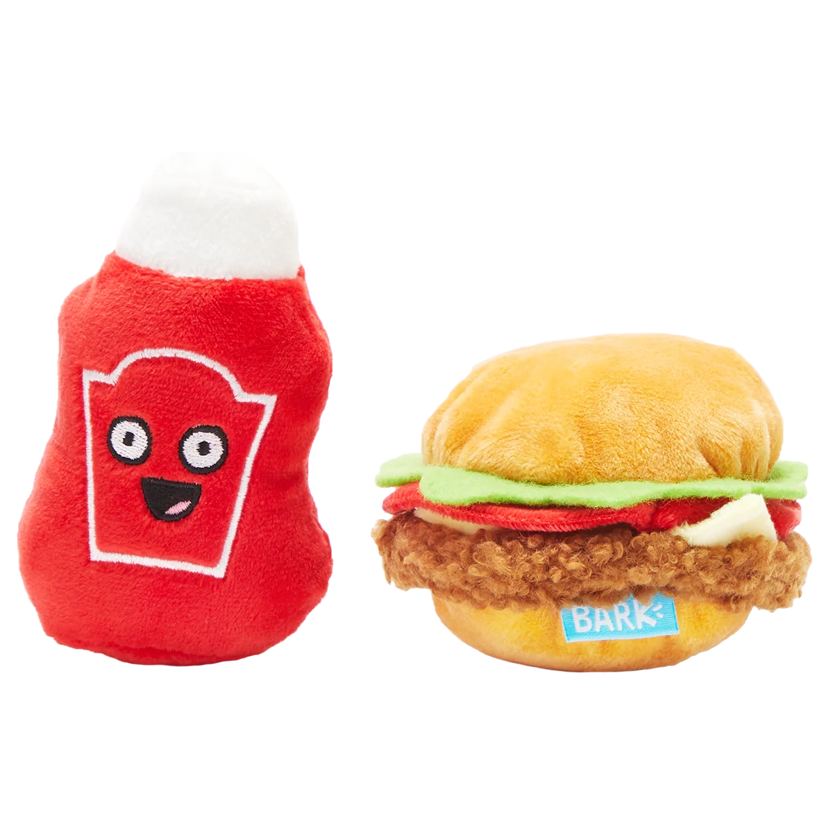 Cookout Burger and Ketchup Plush Multi-Part Dog Toy