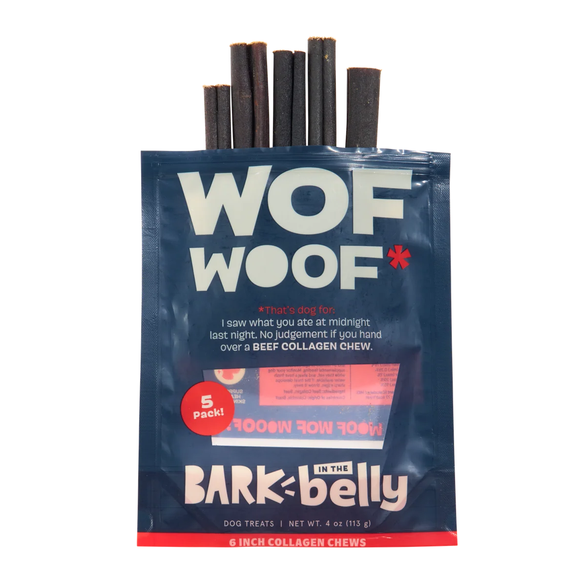 Beef Collagen Dog Chews. 5 Ct