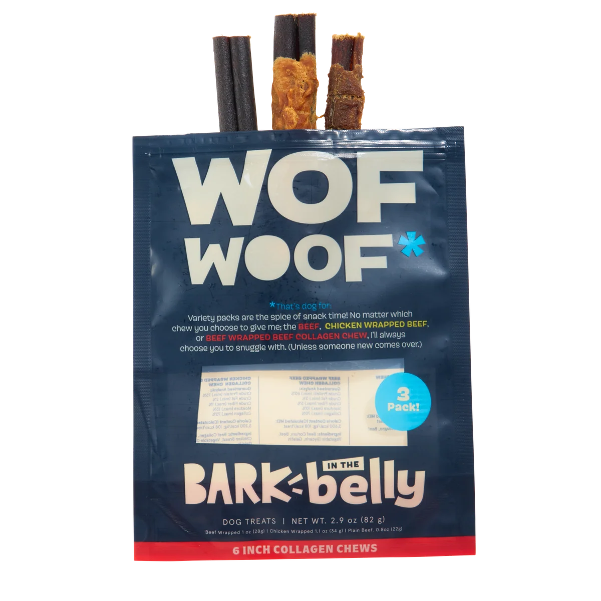 Variety Pack Collagen Dog Chews. 3 Ct