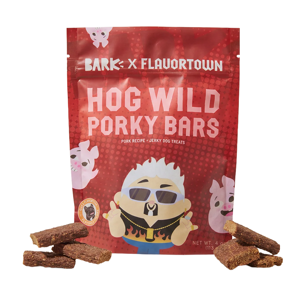 Hog Wild Porky Bars Jerky Dog Treats. 4 oz