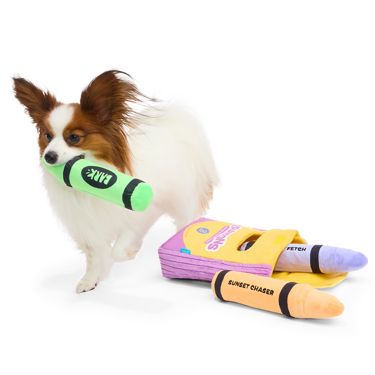 Playola Crayons Plush Extra-Large + Multi-Part + Enrichment Dog Toy