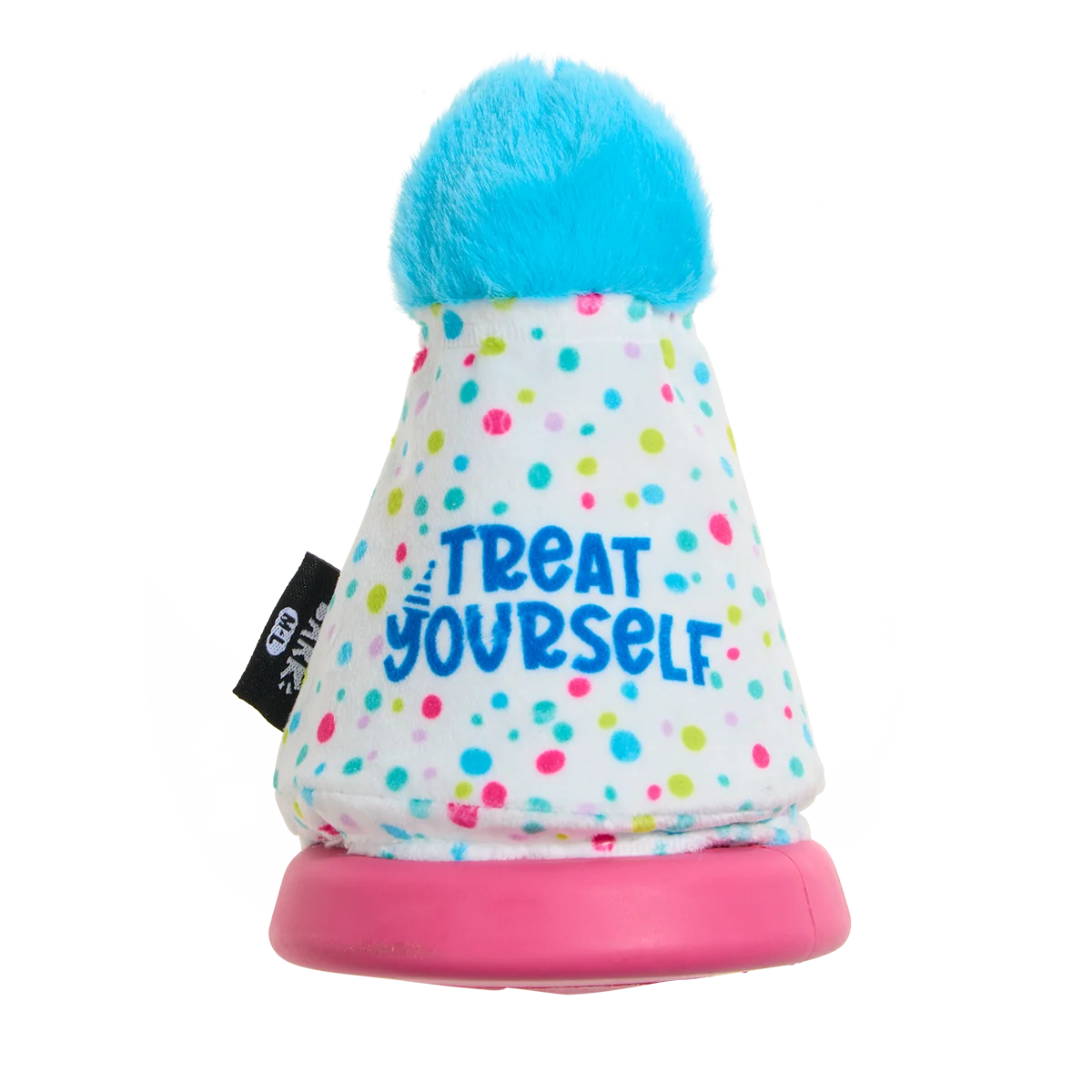Treat Yourself Party Hat Super Chewer Durable 2-in-1 + Enrichment Dog Toy