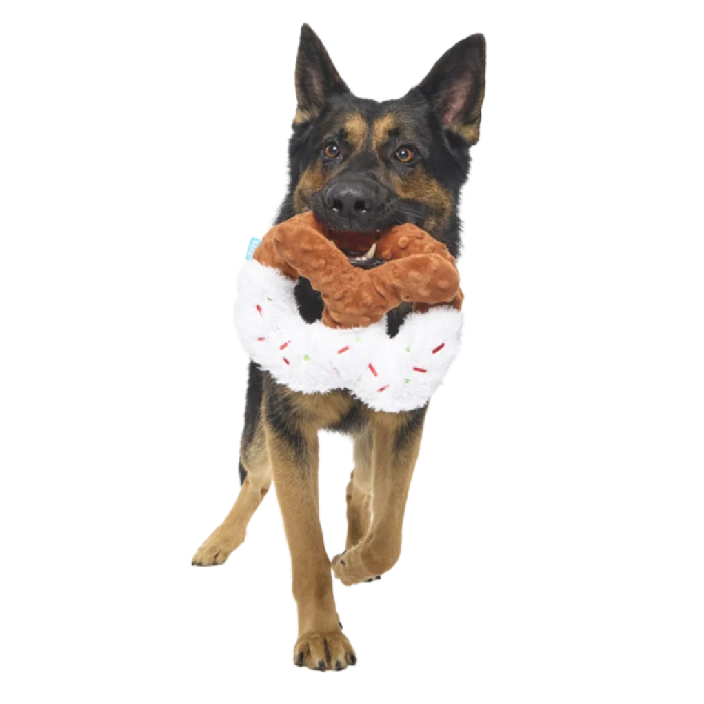 White Christmas Pretzel Plush Tug Dog Toy